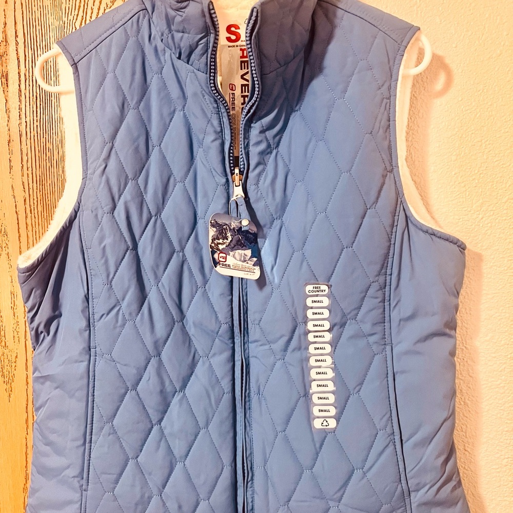 Reversible Free Country Light Blue Quilted Vest/Sherpa!